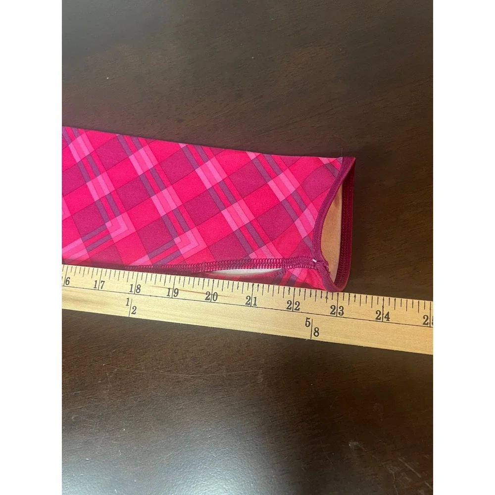 Nike Pro Dri-FIT Womens Pink Plaid 1/4 Zip Long Sleeve Training Top Size Medium